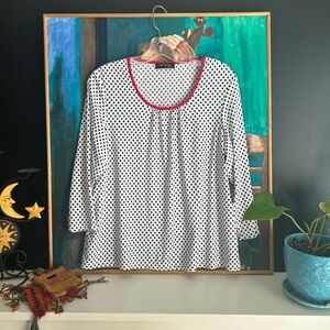 Y2K Black and White Polka Dot Blouse XL